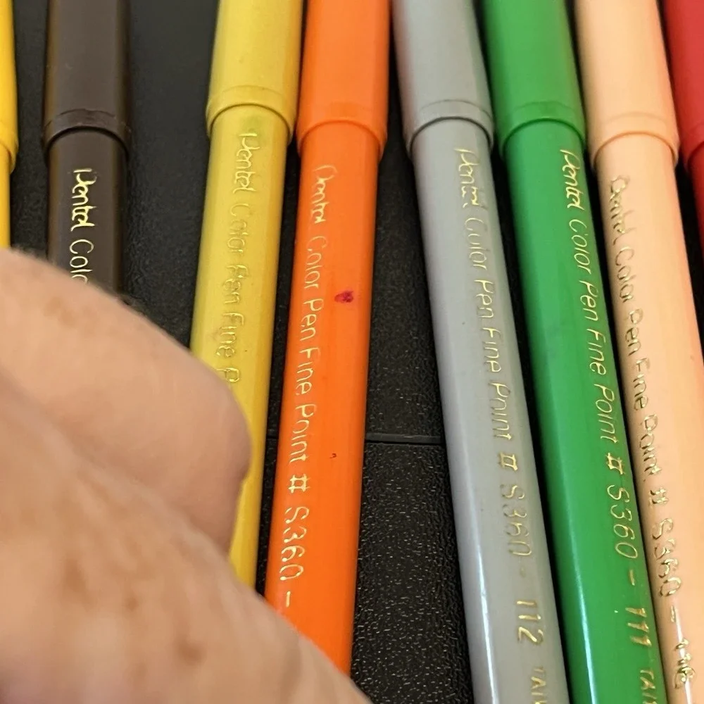 Vintage PENTEL Assorted Colors Pens Fine Point Markers Original S360 Taiwan 13